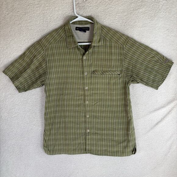 ExOfficio Estacado Shirt Mens Medium Green Madras Plaid Short Sleeve Button Up - Picture 1 of 16